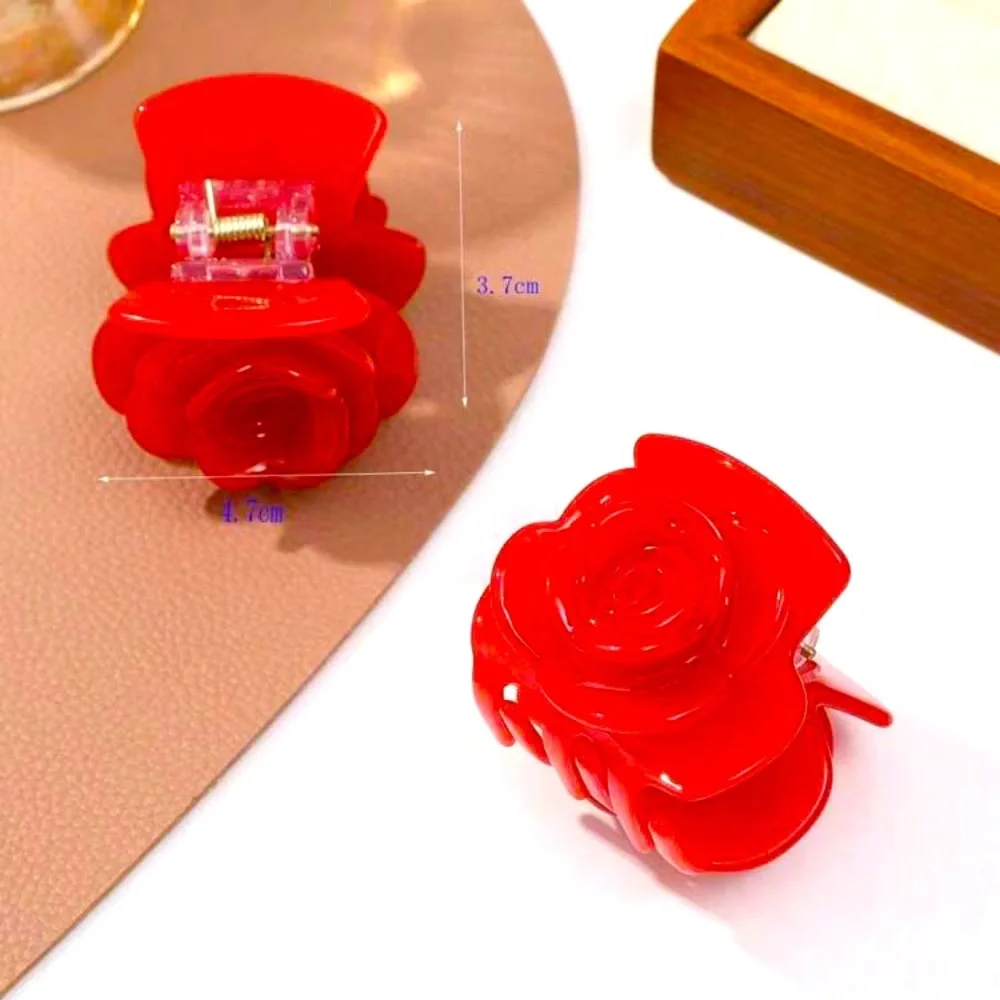 Red Rose Hair Claw Elegant Fancy Sexy